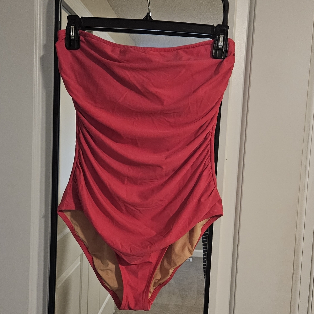 J.Crew Factory hot pink strapless suit